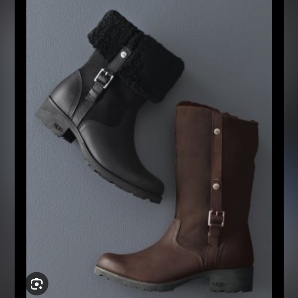 UGG Women's Two-Tone Ankle & Mid Calf Boot Set in Black and Brown